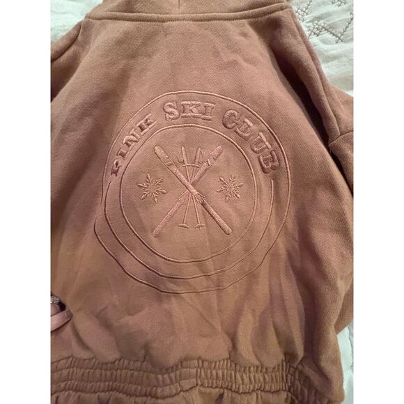 Victoria’s Secret PINK Ski Club Hoodie Jumpsuit – Size M – Tan/Cocoa - Picture 9 of 9